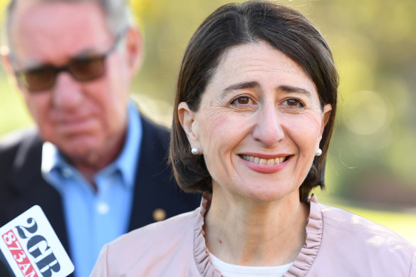 Premier Gladys Berejiklian speaks on Sunday. 