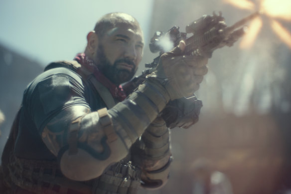 Dave Bautista plays a hulking mercenary in Zack Snyder’s Army of the Dead.