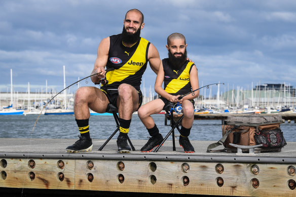 Bachar Houli and Jake, his Mini Legend, fish and talk footy together at Williamstown.