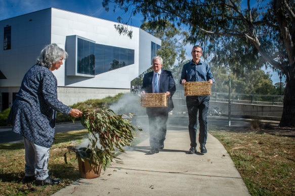 There was a smoking ceremony for the blood samples at the ANU.
