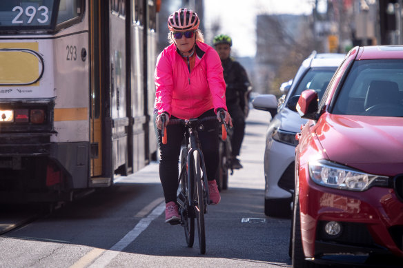 Cyclist Tina McCarthy says she avoids many of Melbourne's main drags, such as Chapel Street, due to the lack of safe cycling infrastructure.