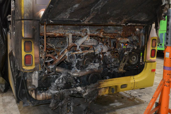 The cause of the Hillsbus fire in April last year was likely due to a fluid leak.