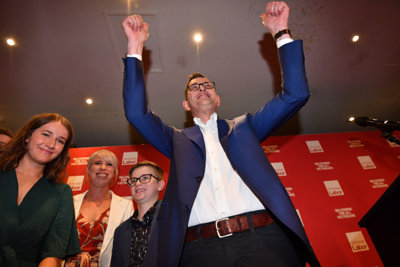 The Premier celebrates after his re-election in 2018.  Parties are reviewing their campaign strategies due to a drop in donations.