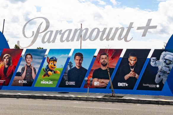 A Paramount+ billboard in the United States. The service is launching in Australia in August.