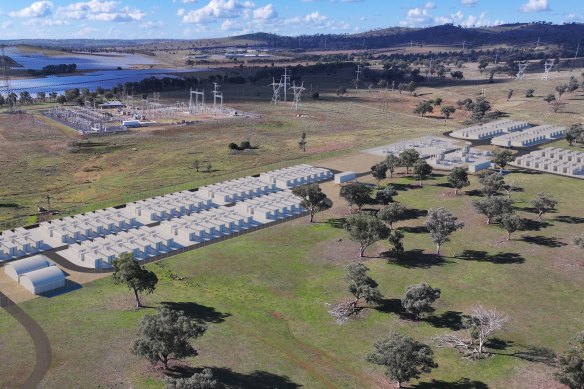 A render of Akaysha Energy’s proposed Orana battery storage system under construction near Wellington, NSW