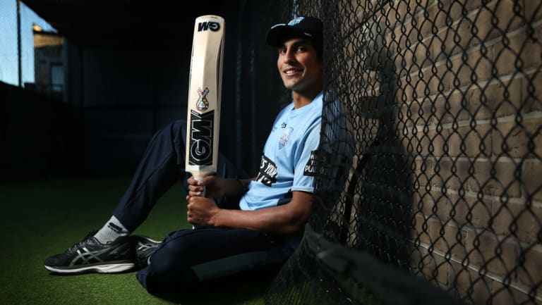 Jason Sangha at the nets at his father's home.