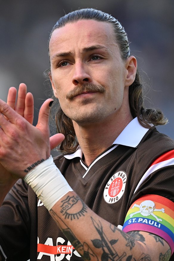 Jackson Irvine, who plays with fellow Socceroo Connor Metcalfe at St Pauli, is desperate for a chance to play in Germany’s top flight.