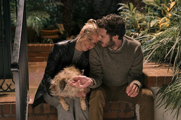risten Bell as Joanne, Adam Brody as Noah in episode 103 of Nobody Wants This.  