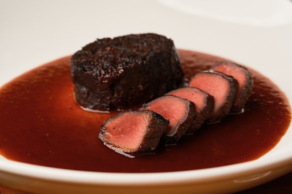 Walpole venison shoulder and leg with a tomato and rosemary jus at Oscar's in the Valley.