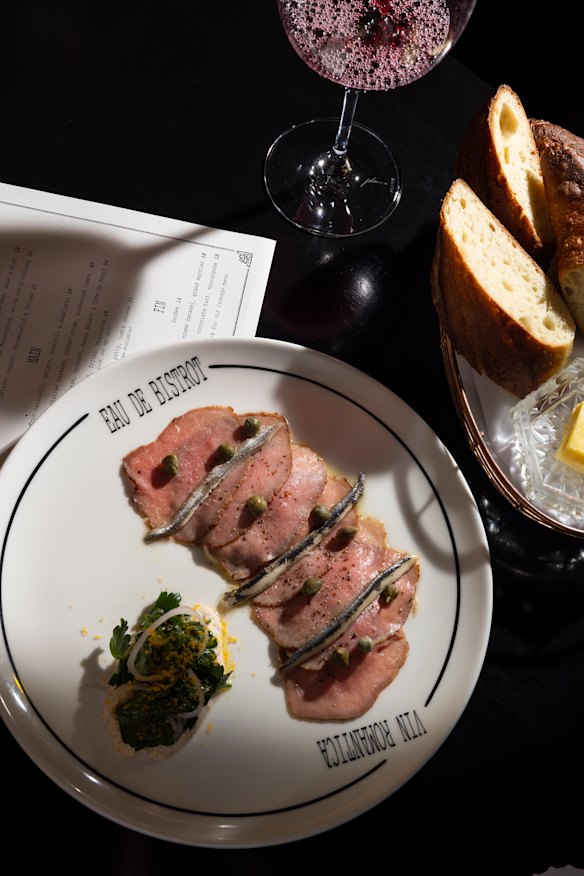 Vitello tonnato with house sourdough baguette.