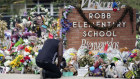 A memorial outside the Robb Elementary School in Texas. 