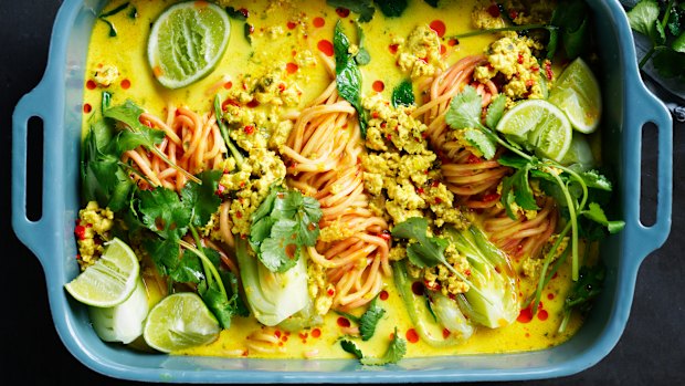 Adam Liaw’s quick chicken and coconut noodles.