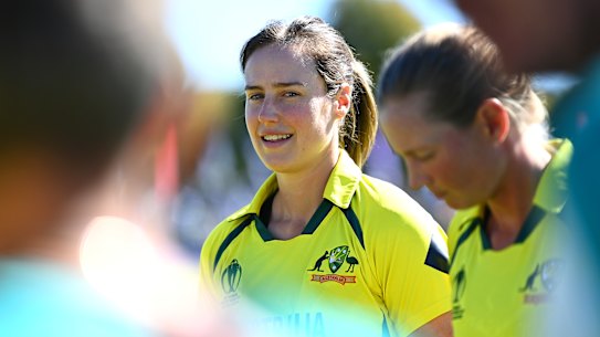 Ellyse Perry before the World Cup final against England in New Zealand.
