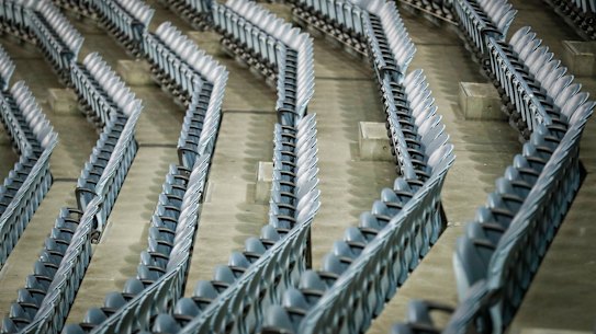 Empty seats at Marvel Stadium.