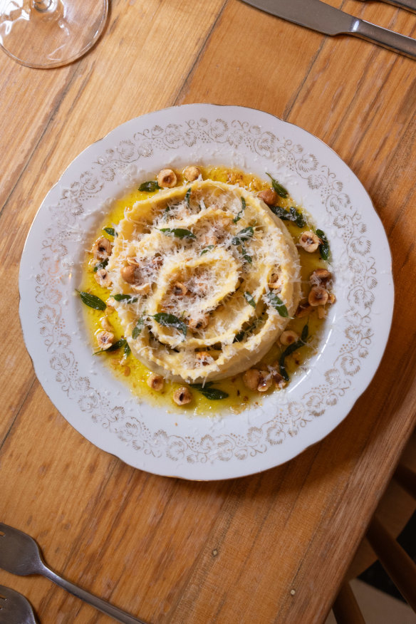 Go-to dish: Smoked butternut pumpkin-filled pappardelle with hazelnuts, lemon and sage.