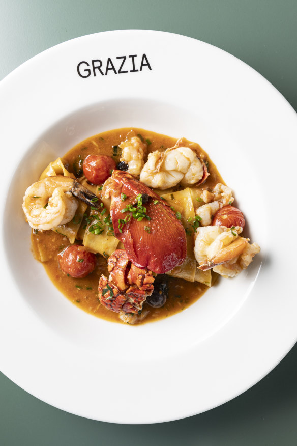 Lobster and king prawn pappardelle.