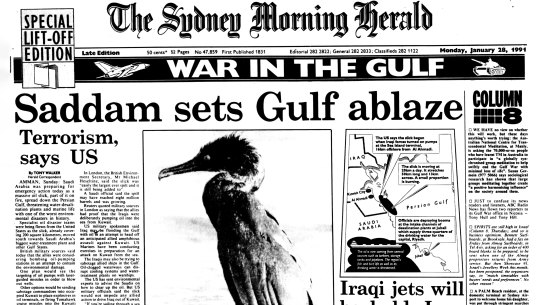 Front cover of The Sydney Morning Herald on January 28, 1991