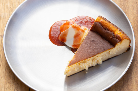 A slice of cheesecake.