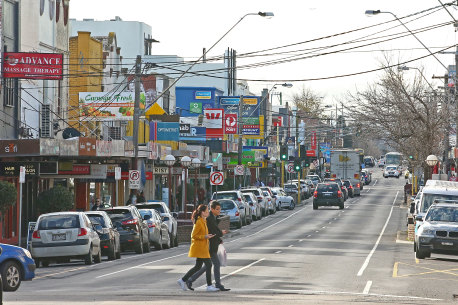 Koornang Road shopping strip in Carnegie –  for years daggy, now desirable. 