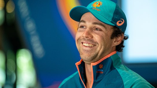 Travis Head fronts media at Adelaide Oval on Tuesday.