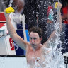 Cameron McEvoy meets the crowd’s acclaim..