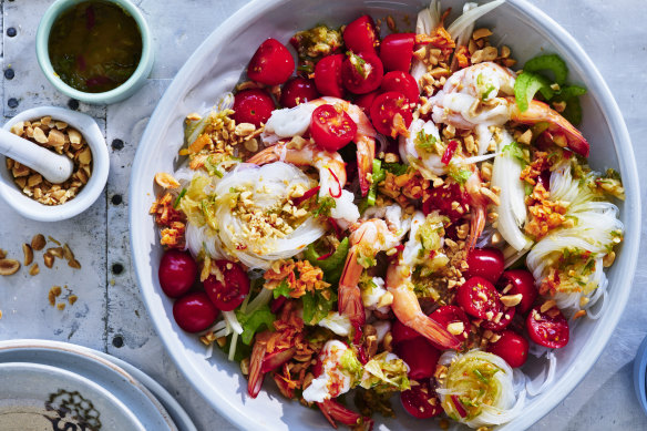 Adam liaw’s prawn and glass noodle salad.