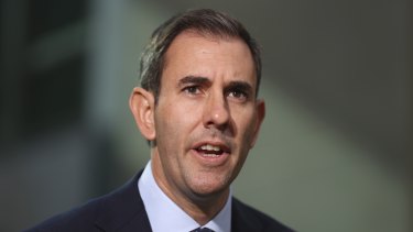 Labor’s Jim Chalmers addressing the media at Parliament House in Canberaa. 