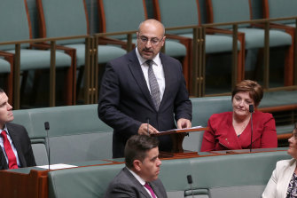 Mr Khalil delivering his maiden speech in 2016.