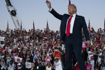 US President Donald Trump at a campaign rally at Orlando Sanford International Airport, Florida.