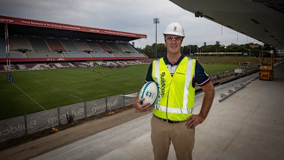 QRU chief executive David Hanham at Ballymore this week, with the eastern stand to the left of the picture.