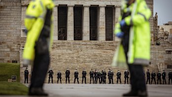 A large police presence was seen early on Saturday morning.