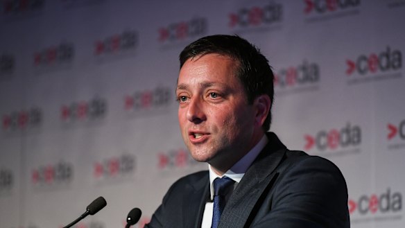 Opposition leader Matthew Guy delivered a speech on decentralisation on Tuesday.