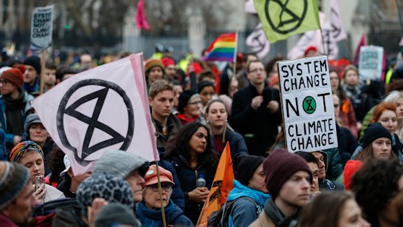 Extinction Rebellion's "Enough is Enough" march in London early this year. The great catastrophe so feared by the activists has in a sense been averted already, if only they could see it.