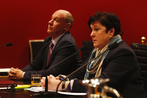 Julia Ritchie (right) gave evidence at the parliamentary inquiry into the proposed sale of Rosehill racecourse last August.