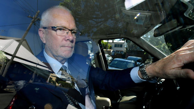 Former ABC chairman Justin Milne returns to his home in Sydney on Thursday.