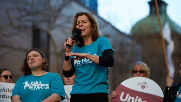 Michele O'Neill at an ACTU rally. 