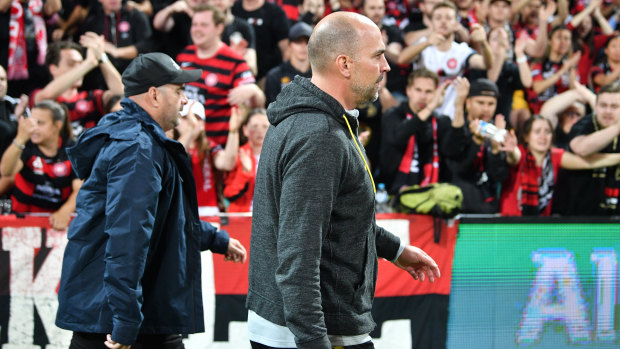 Adios: Wanderers coach Markus Babbel receiving a red card after the VAR decision.