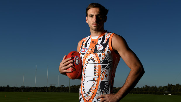 Jeremy Finlayson in the Giants' indigenous jumper.
