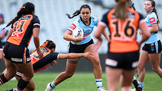 Natasha Penitani playing for the Sharks in the NSW state competition two years ago. 