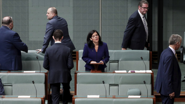Julia Banks's Liberal colleagues  told Parliament she was quitting the Liberal Party as Prime Minister Scott Morrison was due to launch a book for the Menzies Research Centre on Tuesday.