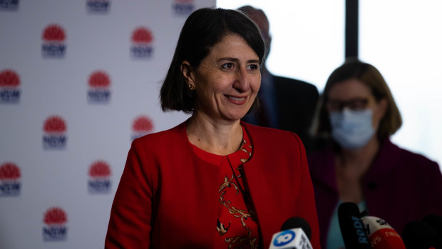 NSW Premier Gladys Berejiklian attends a press conference about the easing of restrictions in NSW.