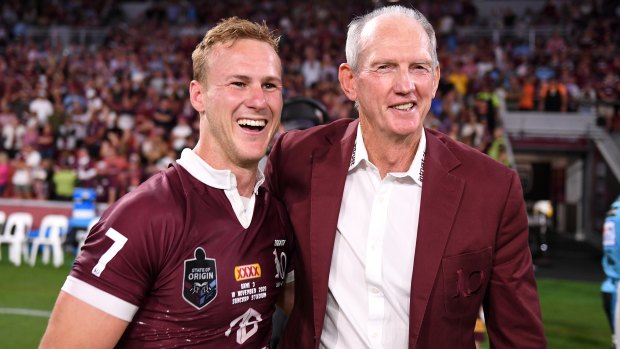 Wayne Bennett (right) masterminded Queensland’s Origin victory last year. Could he be the man to lead a new Brisbane side?