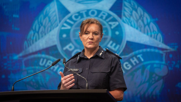 Assistant Commissioner Libby Murphy announces Victoria's annual road toll. 