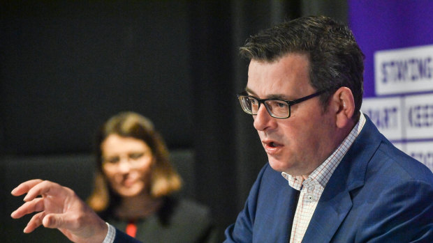 Daniel Andrews responds to questions from the media.