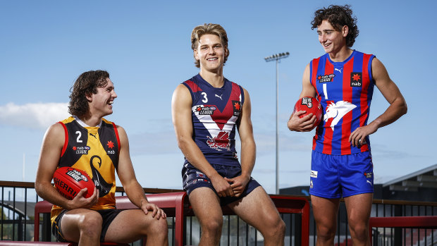 Mitch Szybkowski of the Dandenong Stingrays, Will Ashcroft of the Sandringham Dragons, and Elijah Tsatas of the Oakleigh Chargers.