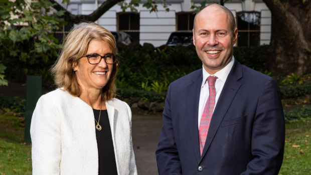 Josh Frydenberg with new RBA deputy governor Michele Bullock.