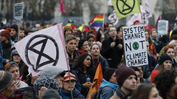 Extinction Rebellion's "Enough is Enough" march in London early this year. The great catastrophe so feared by the activists has in a sense been averted already, if only they could see it.