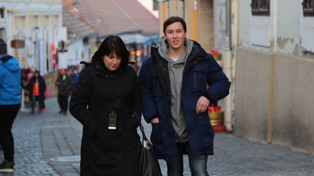 Kathy and Stuart on the European holiday they took after he finished high school.