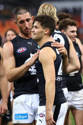 Nic Newman and Jacob Weitering have been Carlton’s generals in defence.