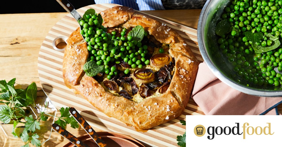 This herby goat’s cheese, leek and pea tart looks fancy, but it’s as easy as pie